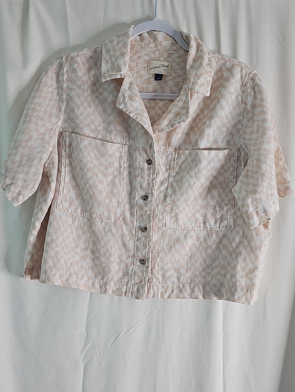 Universal Thread Cream and White Textured Button-Front Shirt